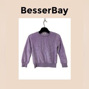 BesserBay Girls Purple  Fuzzy Quilted Sweater Size Large NWOT